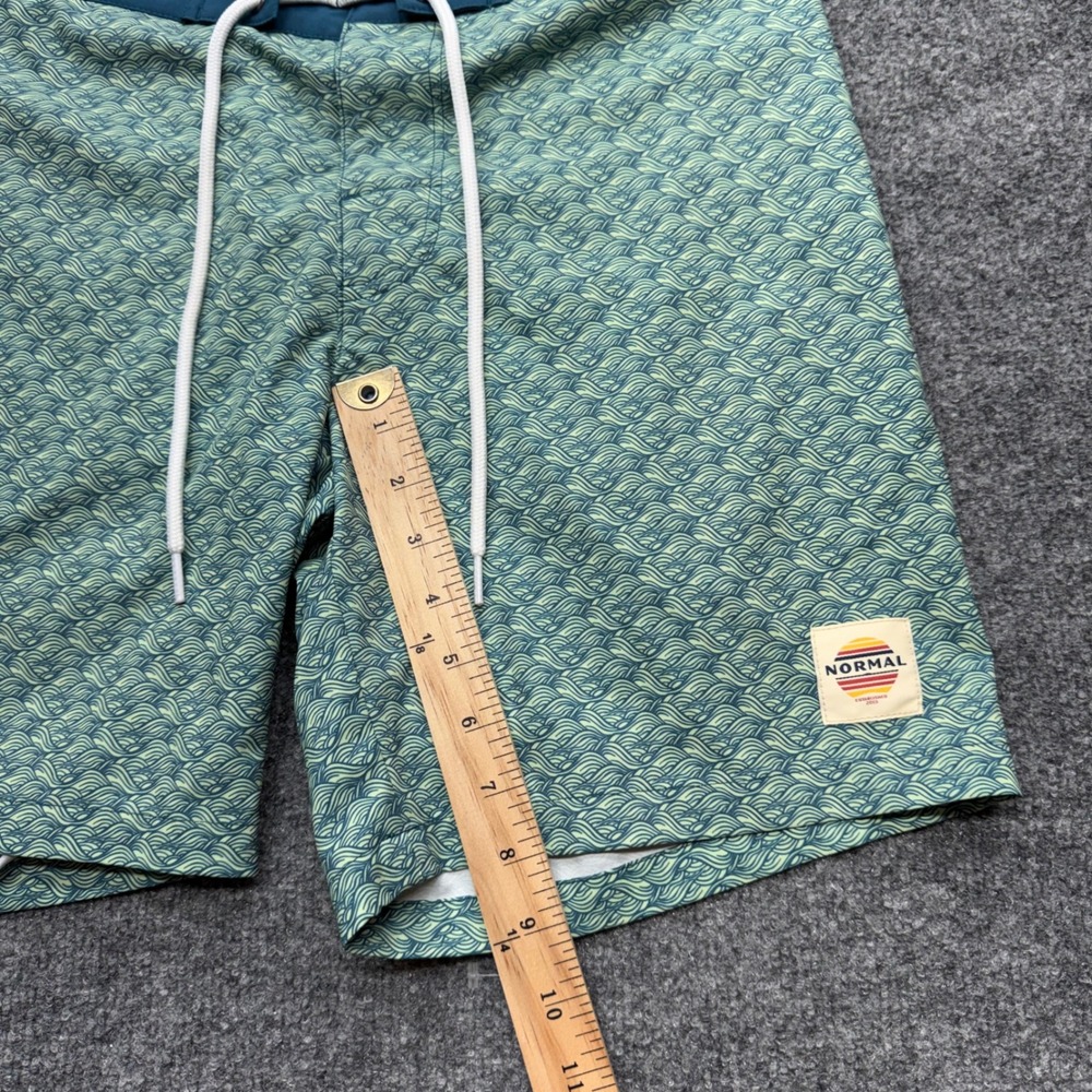 The Normal Brand Mens Teal Green Wave Print Board Shorts Swim Trunks Size 31 - Picture 4 of 7